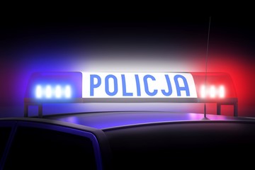 Blue and red police lights - Police (English)/ Policja (Polish) © PX Media