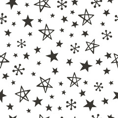 Seamless pattern of stars and snow