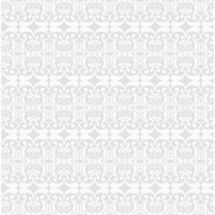Obraz na płótnie Canvas Seamless grey background with white pattern in baroque style. Vector retro illustration. Ideal for printing on fabric or paper for wallpapers, textile, wrapping.