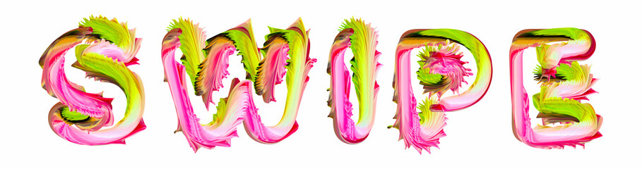 Obraz premium Swipe - pink and green text written on white background