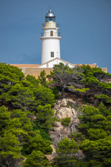 Fototapeta na wymiar Capdepera lighthouse, Far de Capdepera, at Punta de Capdepera in Cala Rajada, Capdepera, Mallorca, Balearic Islands, Spain