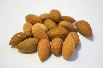 almonds on white background