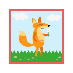 cartoon fox in modern simple flat style