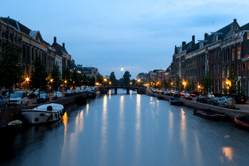 Fototapeta na wymiar Dutch city scape long exposure at night