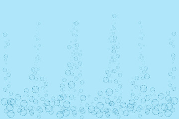 Fototapeta na wymiar Realistic soap bubbles set isolated on the blue water