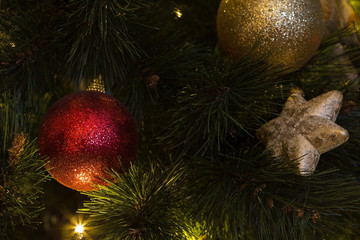 Festive Decorated Christmas Tree with Lights