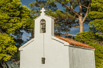 A small church on the island of St. Nicholas in Montenegro