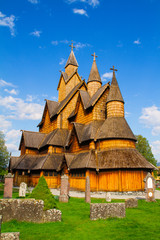 Fototapeta na wymiar Heddal stave church is a stave church located at Heddal in Notodden, Norway