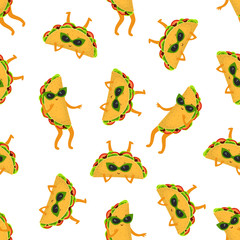 Naklejka premium pattern with cartoon tacos