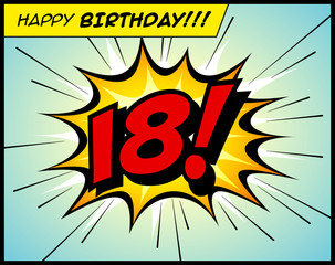 Happy Birthday postcard, in a vintage style comic book bubble sound effect  - Vector EPS10. - obrazy, fototapety, plakaty