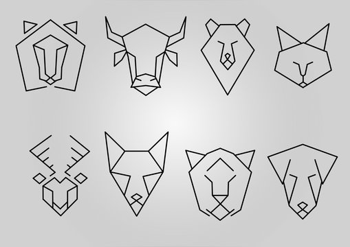 funny animals made from geometry lines