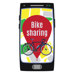 Bike sharing service concept vector flat illustration