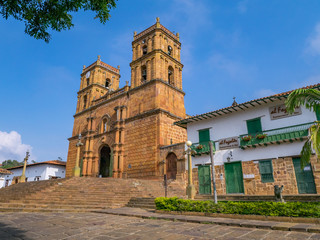 Fototapeta na wymiar Barichara, Colombia, Santander, Cathedral of the Immaculate Conception in the main plaza in the town