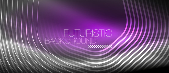 Neon glowing lines, magic energy space light concept, abstract background wallpaper design