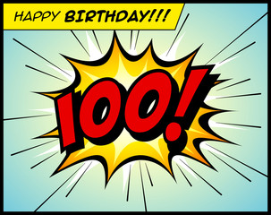 Happy Birthday postcard, in a vintage style comic book bubble sound effect  - Vector EPS10.