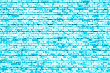 old  brick wall texture background painted in blue.