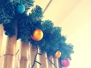 Christmas Decoration on Bamboo background