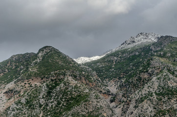 Snow on the peak of a mountain