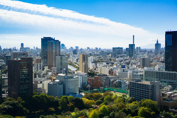 Obraz premium Beautiful architecture and building around Tokyo city with blue sky