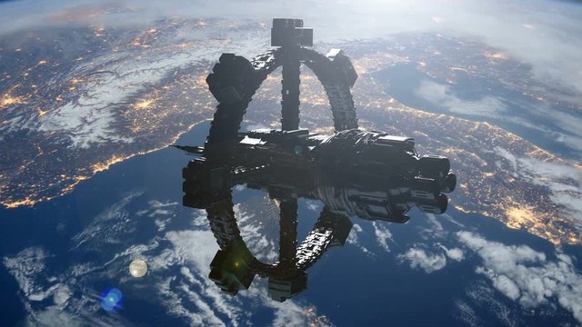 4K ISS. International Space Station Orbiting Earth. Elements of this image furnished by NASA