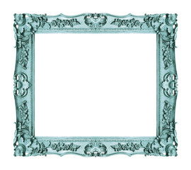 Antique blue frame isolated on white background, clipping path
