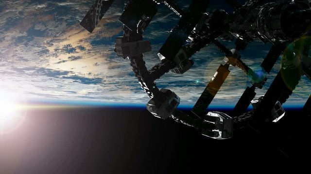 Earth and outer space station iss. Elements of this image furnished by NASA.