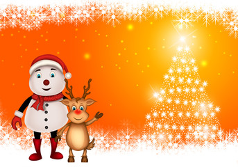 Merry Christmas happy christmas,santa with rendeer cheerful,Santa Claus and elvis in Christmas snow scene
