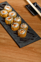Fototapeta na wymiar sushi hot rolls