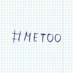 Me too vector handwritten text isolated on a notebook page background.