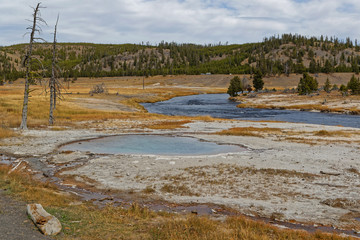 Firehole river near Grand Prismatic Spring in Yellowstone National Park, Wyoming