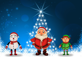 Merry Christmas happy christmas,santa with rendeer cheerful,Santa Claus and elvis in Christmas snow scene
