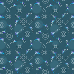 Seamless pattern with wine and dishes. Vector illustration