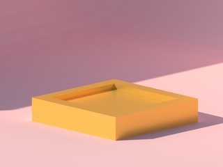 3d rendering gold podium minimal pink wall scene