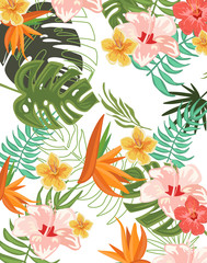 Tropical Flowers Graphic Design for t-shirt, fashion, prints