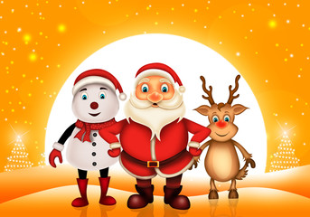  Merry Christmas happy christmas,santa with rendeer cheerful,Santa Claus and elvis in Christmas snow scene
