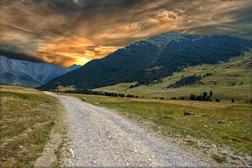 Mountains of aran valley during sunrise, Lleida