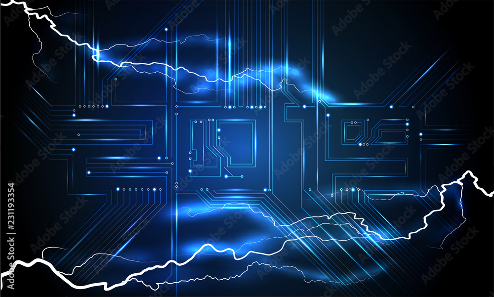Poster Modern futuristic template for 2019 /  Technology  Microprocessor / Futuristic vector illustration background / Circuit Board 2019 