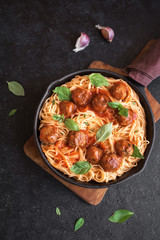 Spaghetti pasta with meatballs