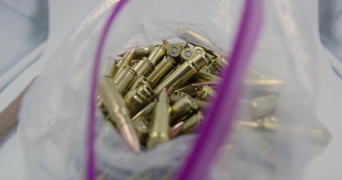 Hand loaded bullets in bag