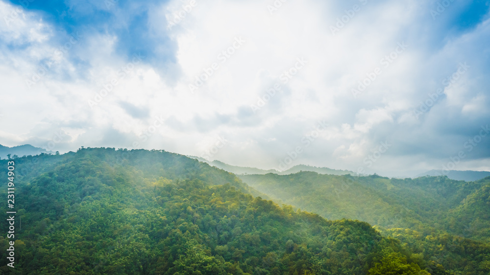 Canvas Prints timelapse vdo for landscape concept from beautiful movement of cloud with sunbeam on layer of mounta