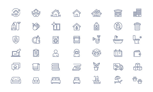Cleaning services Vector line icon set