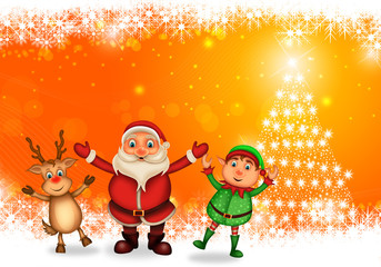 Merry Christmas happy christmas,santa with rendeer cheerful,Santa Claus and elvis in Christmas snow scene

