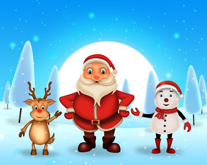  Merry Christmas happy christmas,santa with rendeer cheerful,Santa Claus and elvis in Christmas snow scene
