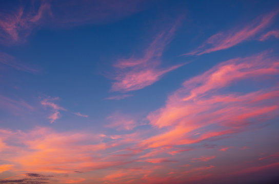 Fototapeta Fiery orange sunset sky. Beautiful sky.