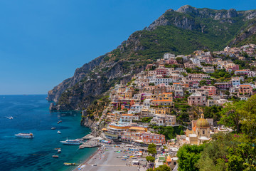 The beautiful village of Positano on the Amalfi coast in Italy.