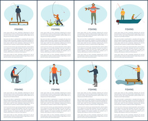 Flyer Set Including Fishing Situations with Fishermen