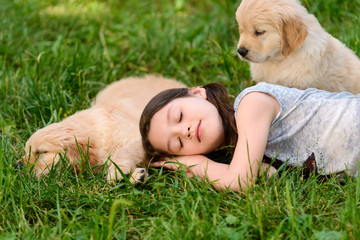Girl sleeping on the grass