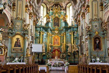 Fototapeta na wymiar The interior of a Catholic church without parishioners