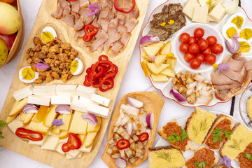 Table with traditional food from Romania and Moldova at a brunch
