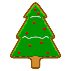 Christmas tree gingerbread cookie. Vector illustration design